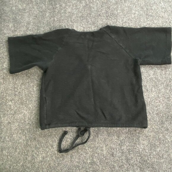 Madewell Top Womens Small Black Drapey Ottoman Jacquard Faux Wrap Drawstring - Picture 9 of 10